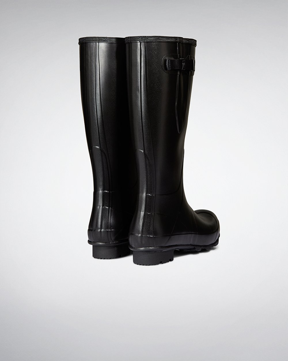 Men Hunter Norris Field Side Adjustable Neoprene Lined | Tall Rain Boots Black | NZ-52960-BZUV